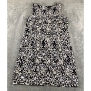 JM Collection Woman Black White Floral Snowflake Sleeveless Shift Dress 1X Plus